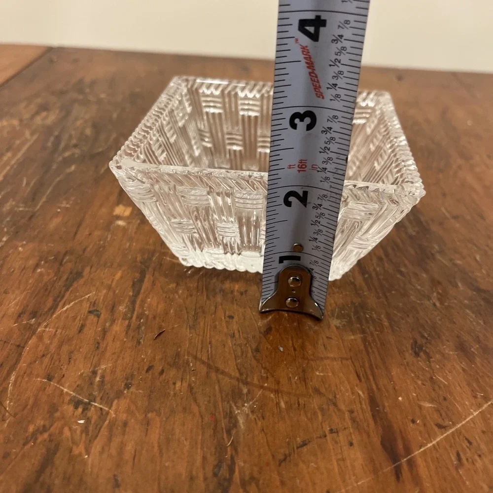 Tiffany & Co Glass Crystal Square Trinket Candy Dish 4